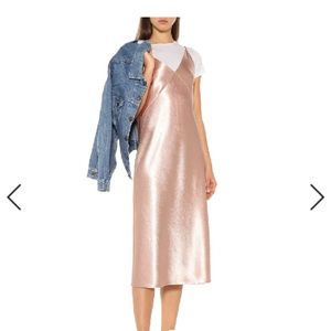 Vince Rose Gold Metallic Slip Dress